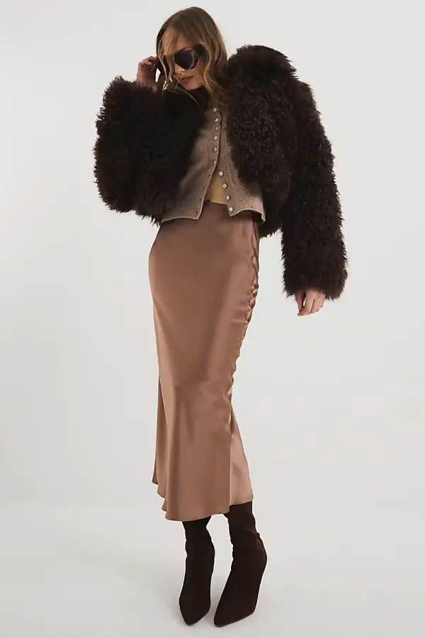 Satin Maxi Skirt Outfit Winter