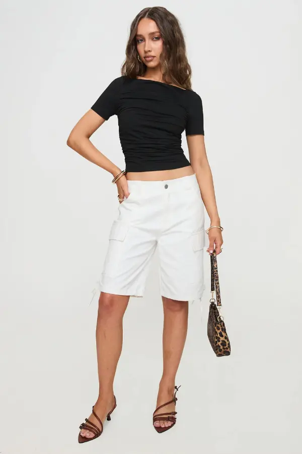 White Jean Shorts 