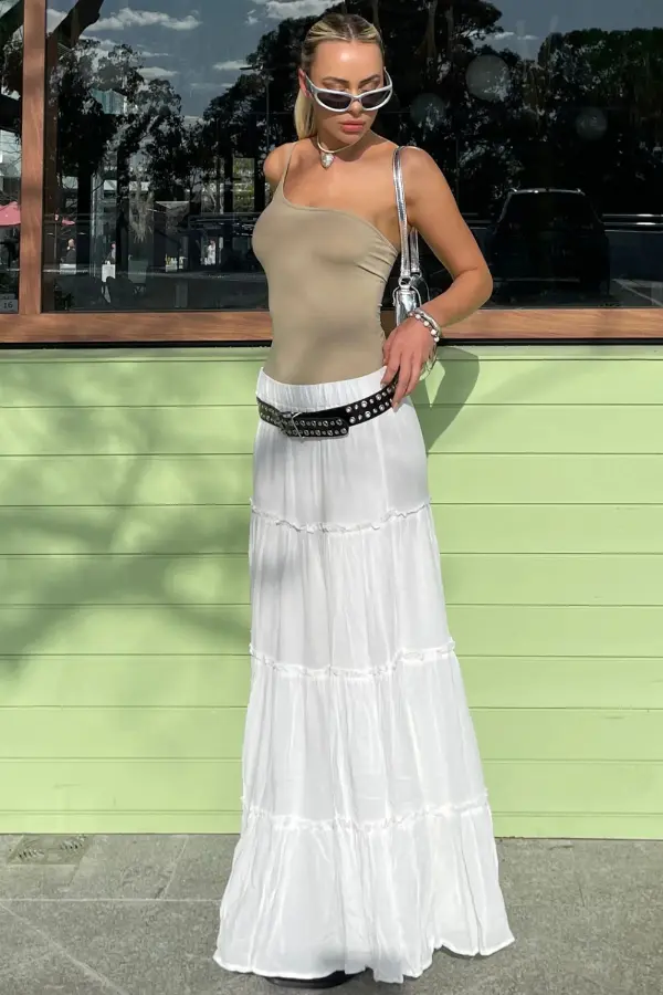 White Maxi Skirt Outfit Spring