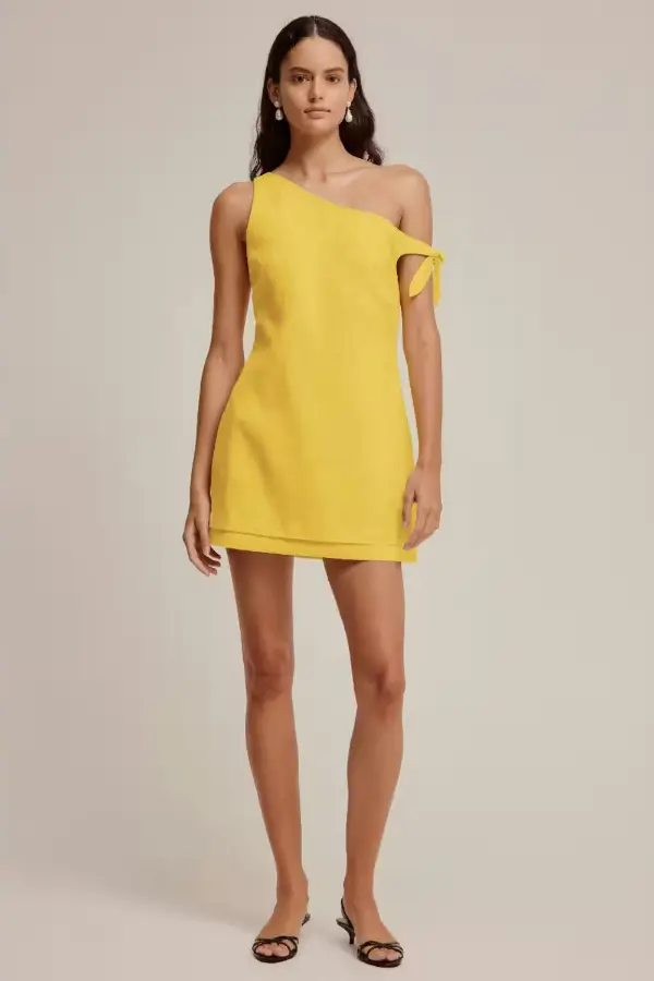 Yellow Linen Mini Dress