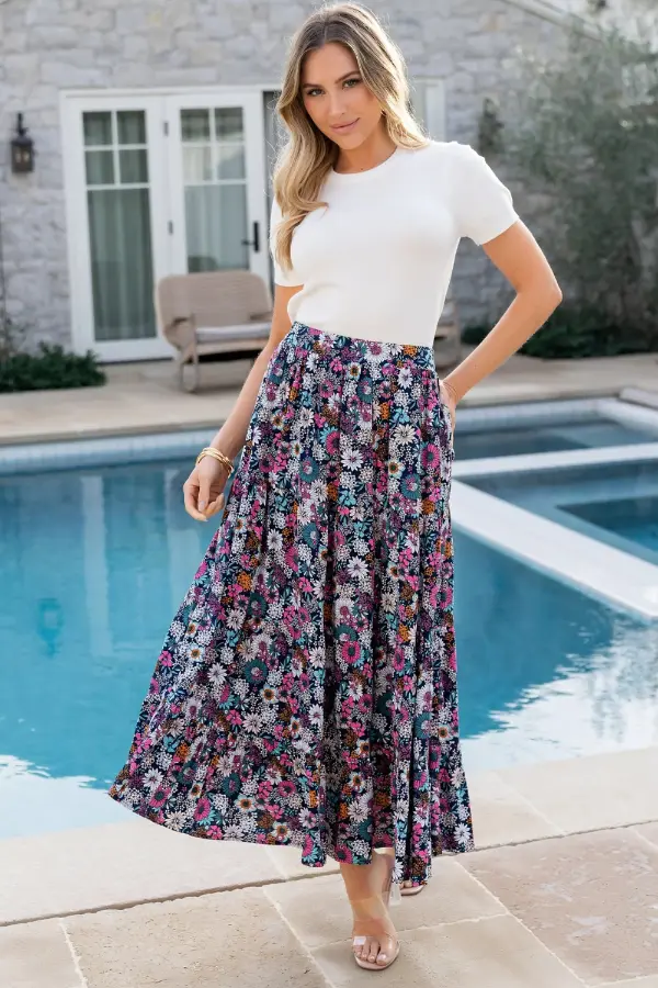 Floral Skirt Casual Outfit