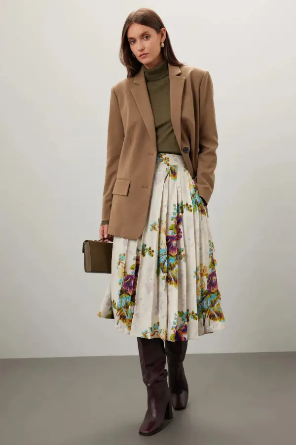 Floral Skirt Winter Outfit