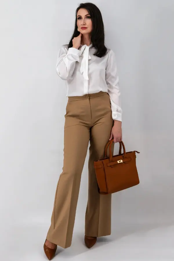 White Satin Blouse Classy Outfit