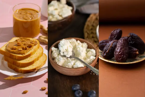 Snacks With Peanut Butter, Cottage & Cream Cheese, and Dates