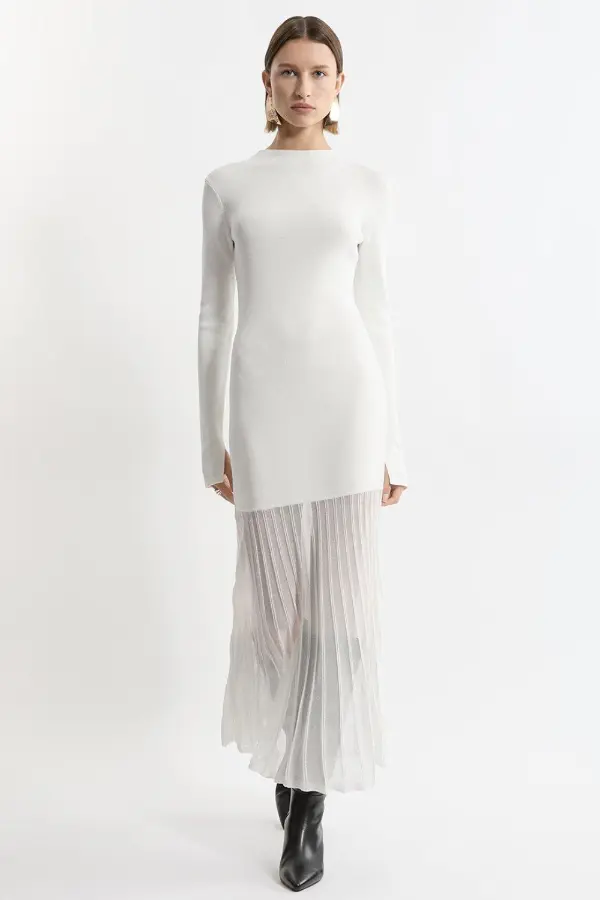 White Maxi Dress With Boots