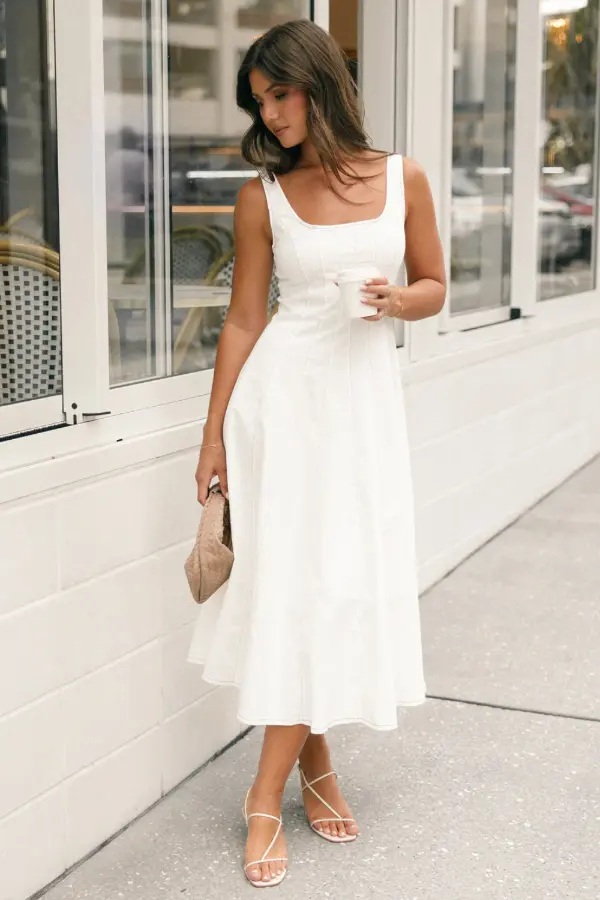 White Midi Dress Casual Styles