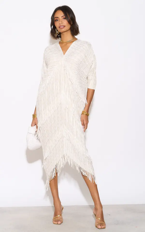 White Midi Dress With Sleeves