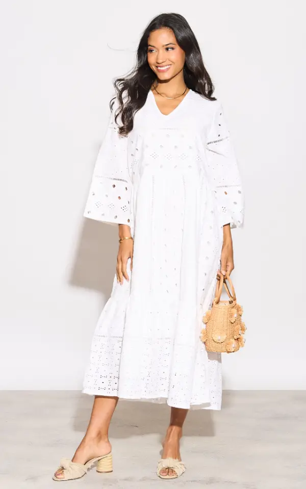 White Midi Dress With Sleeves