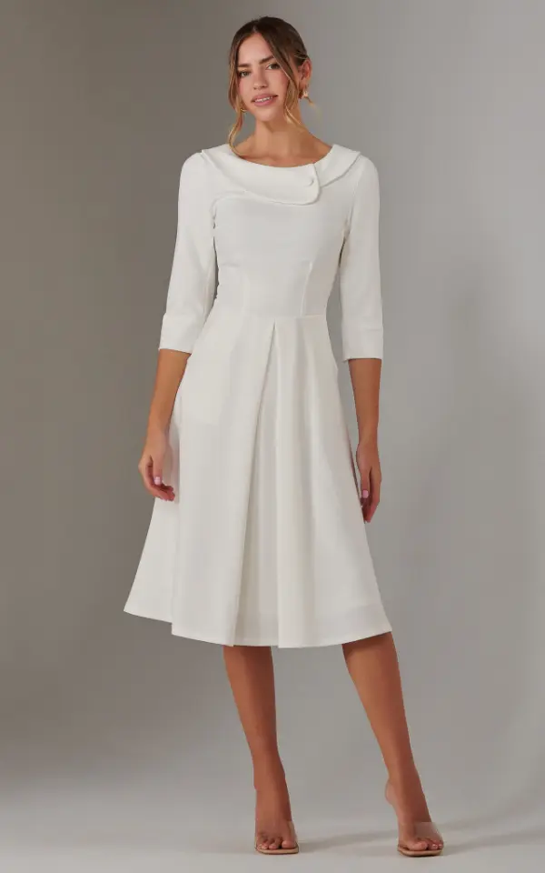 White Midi Dresses With Sleeves